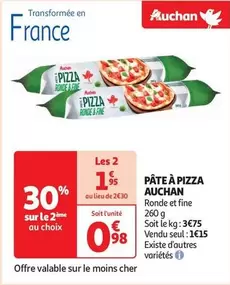 Auchan - Pâte À Pizza offre à 1,15€ sur Auchan Supermarché