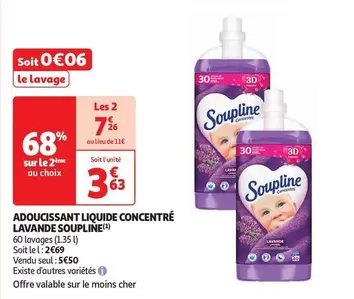 Soupline - Adoucissant Liquide Concentré Lavande  offre à 5,5€ sur Auchan Supermarché