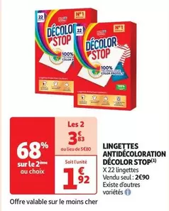 Decolor Stop - Lingettes Antidécoloration offre à 2,9€ sur Auchan Supermarché