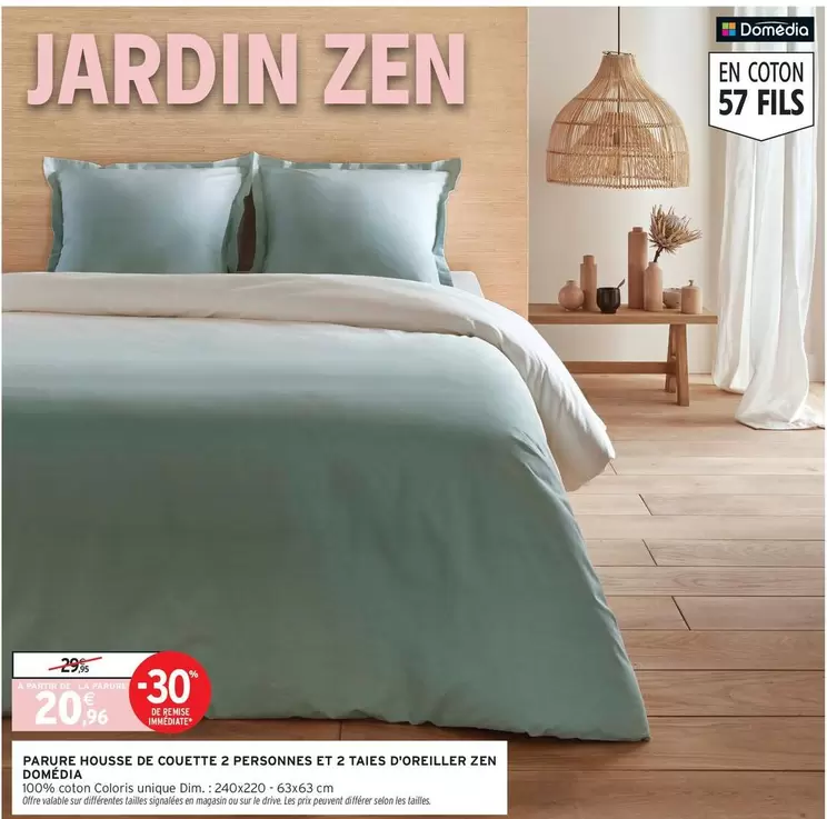 Dim - Parure Housse De Couette 2 Personnes Et 2 Taies D'oreiller Zen offre à 20€ sur Intermarché Contact