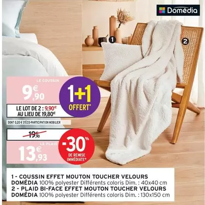 Dim - Coussin Effet Mouton Toucher Velours offre à 13,93€ sur Intermarché Contact