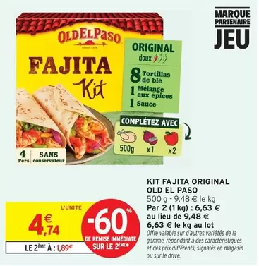 Old El Paso - Kit Fajita Original offre à 4,74€ sur Intermarché