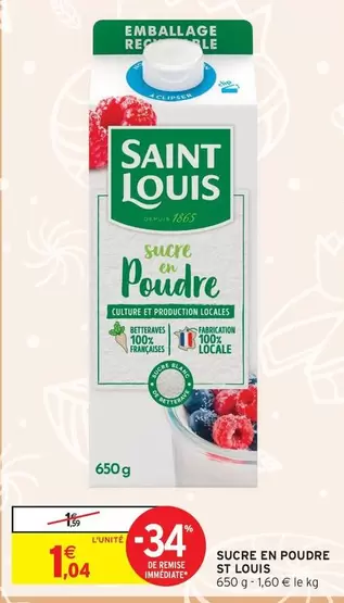 Saint Louis - Sucre En Poudre offre à 1,04€ sur Intermarché Hyper