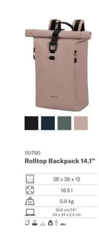 Rolltop Backpack 14.1" offre sur Samsonite