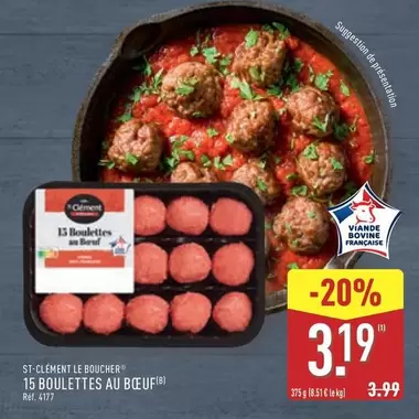 Clément - 15 Boulettes Au Bœuf offre à 3,19€ sur Aldi