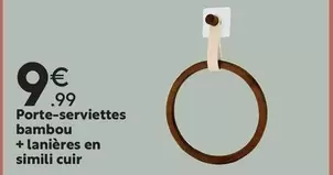 Porte-Serviettes Bambou + Lanières En Simili Cuir offre à 9,99€ sur Maxi Bazar