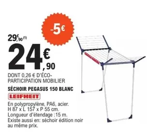 Leifheit - Séchoir Pegasus 150 Blanc offre à 24,9€ sur E.Leclerc