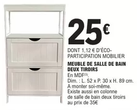 Dim - Meuble De Salle De Bain Deux Tiroirs offre à 25€ sur E.Leclerc