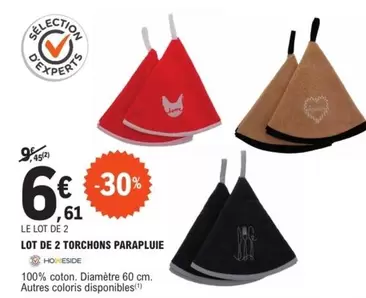 Lot De 2 Torchons Parapluie offre à 6,61€ sur E.Leclerc