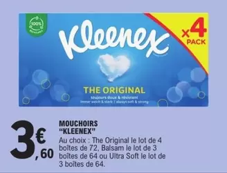 Kleenex - Mouchoirs offre à 3,6€ sur E.Leclerc