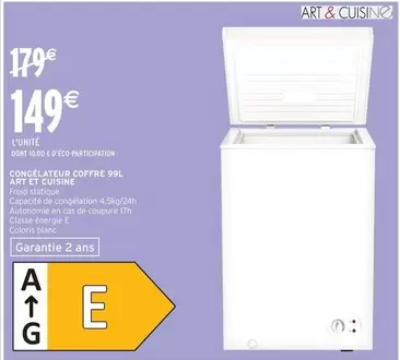 Congelateur Coffre 99l offre à 149€ sur Intermarché Contact