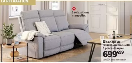 Harper - Canape De Relaxation Manuelle 3 Places offre à 699,99€ sur Conforama