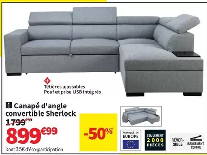 Canapé D'angle Convertible Sherlock offre à 899,99€ sur Conforama