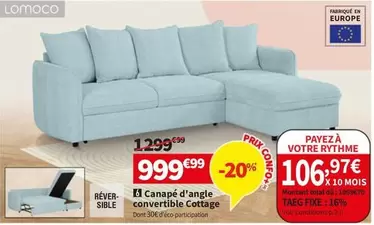 Lomoco - Canape D'angle Convertible Cottage offre à 999,99€ sur Conforama