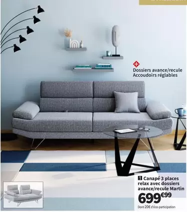 Canapé 3 Places Relax Avec Dossiers Avance/rècule Martin offre à 699,99€ sur Conforama