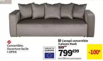 Canapé Convertible 3 Places Noah offre à 799,99€ sur Conforama