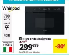 Whirlpool - Micro Ondes Intégrable offre à 299,99€ sur Conforama