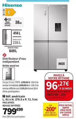 Hisense - Refrigerateur Independent offre à 799,99€ sur Conforama