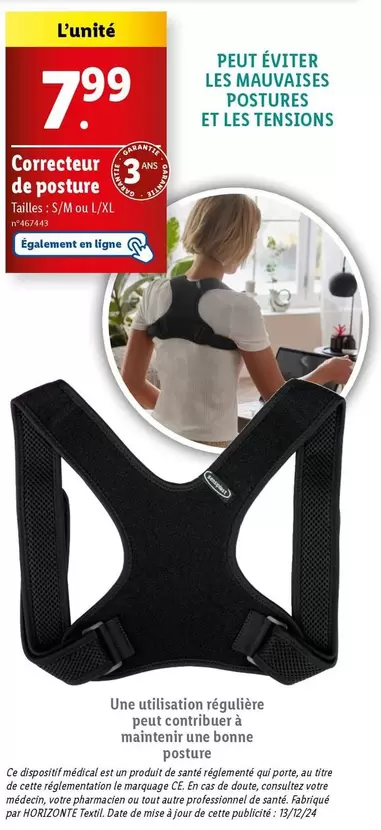 Correcteur De Posture  offre à 7,99€ sur Lidl