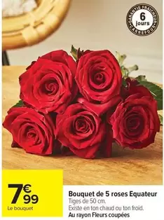 Bouquet De 5 Roses Equateur offre à 7,99€ sur Carrefour Contact