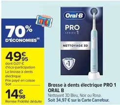 Oral-B - Brosse À Dents Électrique Pro 1 offre à 14,98€ sur Carrefour Contact