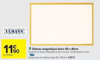 Tableau Magnétique Blanc 60 X 40 Cm offre à 11,9€ sur Carrefour Contact