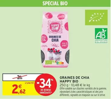 Signal - Graines De Chia Happy Bio offre à 2,62€ sur Intermarché Express