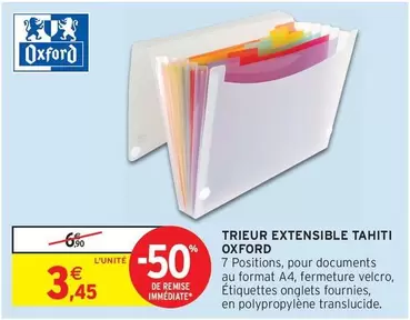 Oxford - Trieur Extensible Tahiti offre à 3,45€ sur Intermarché