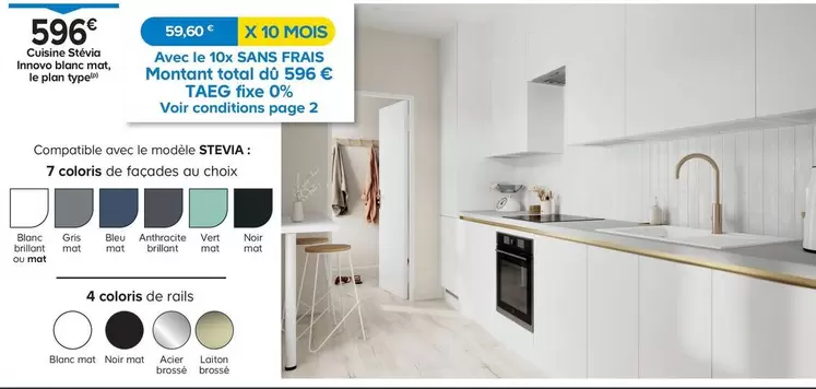 Cuisine Stévia Innovo Blanc Mat, Le Plan Type offre à 596€ sur Castorama