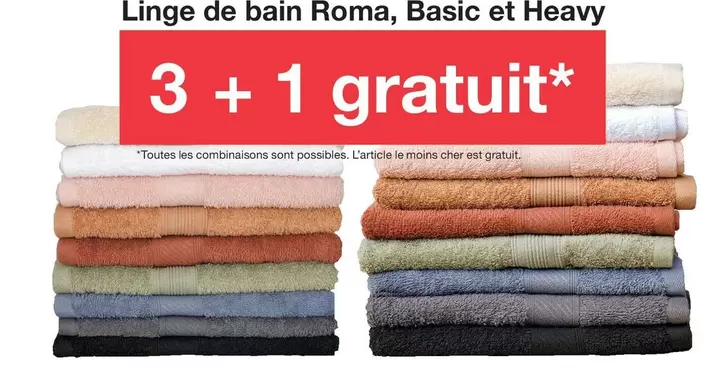 Linge De Bain Roma, Basic Et Heavy offre sur Zeeman