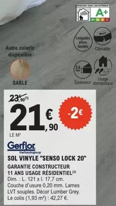 Gerflor - Sol Vinyle "senso Lock 20" offre à 21,9€ sur E.Leclerc Brico