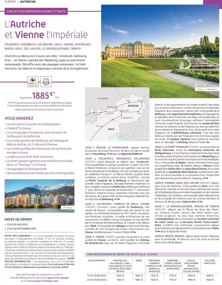 L'Autriche Et Vienne l'Impériale offre à 1885€ sur Salaün Holidays