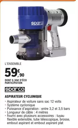 Sparco - Aspirateur Cyclonique offre à 59,9€ sur E.Leclerc L'Auto