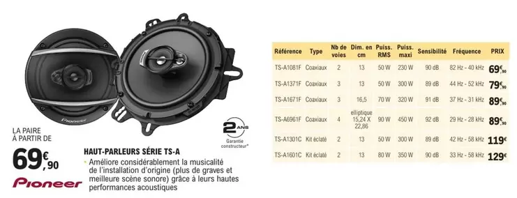 Pioneer - Haut-Parleurs Serie TS-A offre à 69,9€ sur E.Leclerc L'Auto