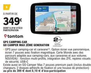 TomTom - Gps Camping-Car Go Camper Max 2eme Generation offre à 349€ sur E.Leclerc L'Auto