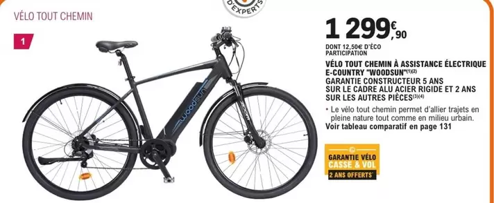 Woodsun - Velo Tout Chemin À Assistance Électrique E-Country offre à 1299,9€ sur E.Leclerc L'Auto