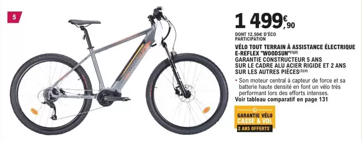 WoodSun - Velo Tout Terrain Assistance Electrique E-Reflex offre à 1499,9€ sur E.Leclerc L'Auto