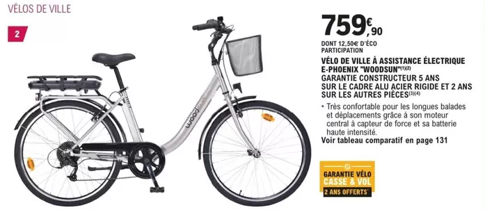 Woodsun - Velo De Ville À Assistance Électrique E-Phoenix offre à 759,9€ sur E.Leclerc L'Auto