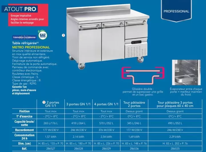 Metro Professional - Table Réfrigérée offre sur Metro
