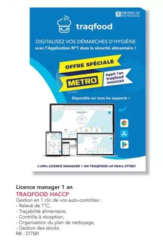 Lience Manager 1 An Traqfood Haccap  offre sur Metro