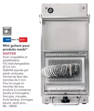 Matfer - Mini Guitare Pour Produits Ronds offre sur Metro