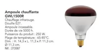 Ampoule Chauffante GWL1500R  offre sur Metro