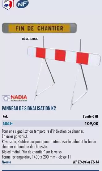 Nadia - Panneau De Signalistation K2 offre à 109€ sur Master Pro