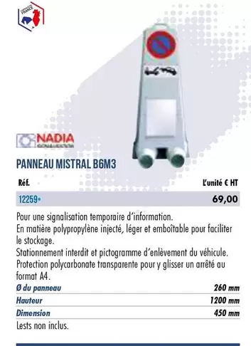 Nadia - Panneau Mistral B6M3 offre à 69€ sur Master Pro