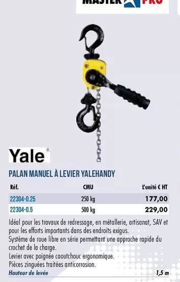 Palan Manuel À Levier Yale Handy offre à 177€ sur Master Pro