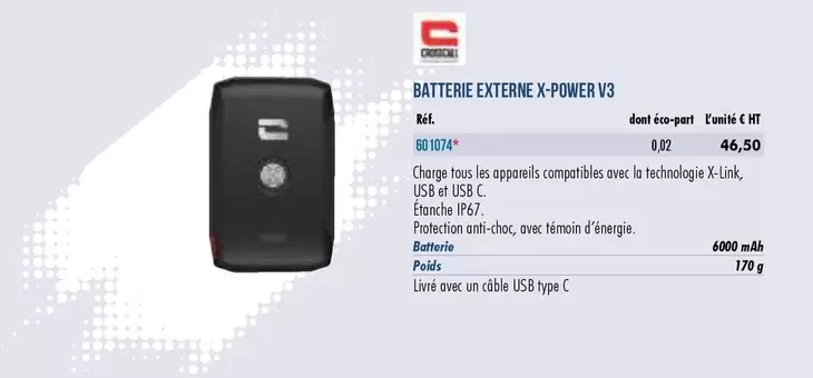 Batterie Externe X-power V3 offre à 46,5€ sur Master Pro