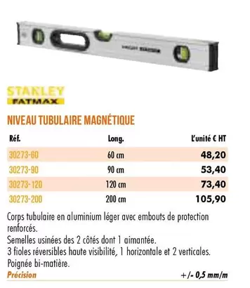 Stanley - Niveau Tubulaire Magnétique offre à 48,2€ sur Master Pro