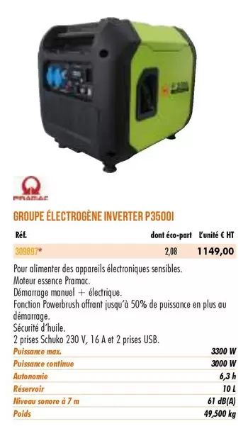 Pramac - Groupe Électrogène Inverter P3500I offre à 1149€ sur Master Pro