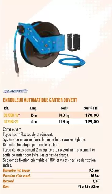 Lacme - Enrouleur Automatique Carter Ouvert offre à 170€ sur Master Pro
