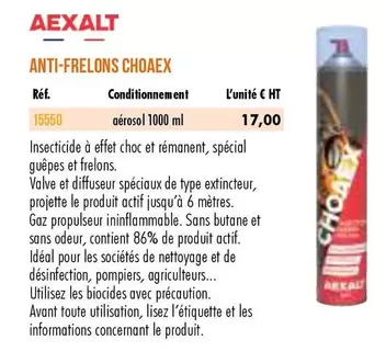 Aexalt - Anti-frelons Choaex offre à 17€ sur Master Pro